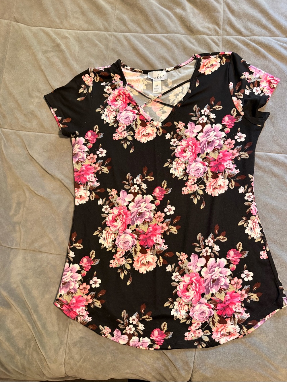 Floral Crisscross V-Neck Women's Top